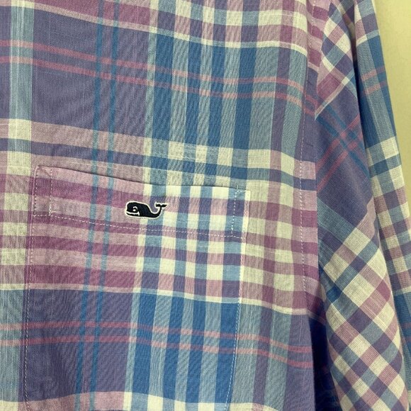 Vineyard Vines Tucker Shirt Mens Medium Blue Purple Plaid Check Button Down M - Picture 3 of 10